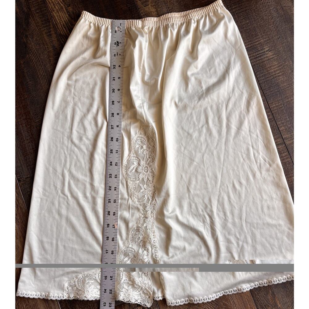 Vintage Loraine half slip Antique White Slit lace 23" nylon Large Nylon